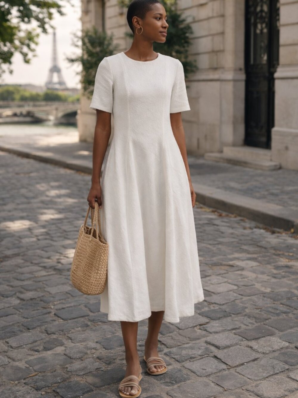 Loulou Studio Ivory Textured Midi Dress - Picture 9 of 9